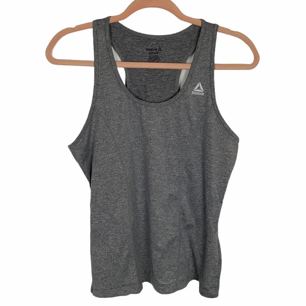 Reebok Tank Top Women Small Black Dark Gray Racerback 90s Exercise Active Soft